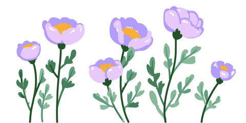 Delicate Purple Blossoms A Collection of Hand-Drawn Flower Illustrations