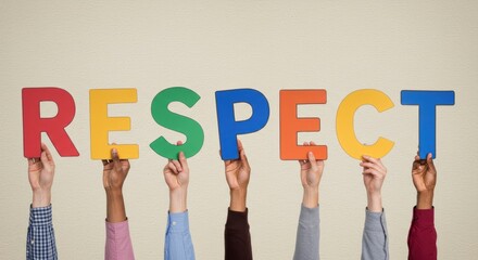Fototapeta premium Colorful Hands Holding Respect: A Vibrant Unity Image