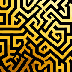 Abstract Gold Maze Pattern Intricate Line Art Design for Creative Projects