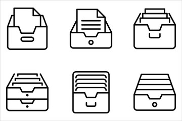 Archive Storage Icon set, Document Archive Storage Icon Vector Design on white background