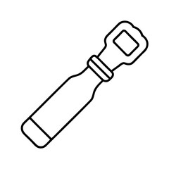 Simple black and white illustration of a bottle opener for beer and beverages