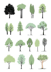 Collection of Green Tree Silhouettes and Illustrations 16 Unique Designs for Nature Projects