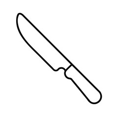 Simple outline illustration of a chef's knife on a clean white background isolated