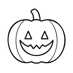 Simple black and white outline of a jack o lantern for halloween celebration
