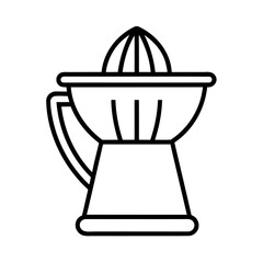 Minimalist black and white vector illustration of a citrus juicer for kitchen and cooking