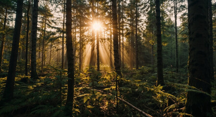 sunrise in the forest