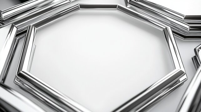 Abstract metallic octagon frames - Powered by Adobe