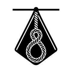 Simple black and white illustration of a noose in the shape of an eight symbol