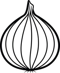 A simple line drawing of an onion showcasing its layers and structure representing growth resilience and the potential for culinary use