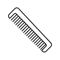 Simple black and white outline drawing of a comb suitable for hair care and styling.