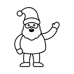 Simple cartoon illustration of santa claus waving hand as a happy holiday greeting