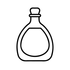 Simple outline illustration of a perfume bottle or medicinal liquid container in black and white