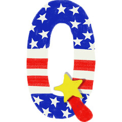 Patriotic A-Z letters and 0-9 numbers in USA flag design. Perfect for 4th of July, Flag Day, crafts, classroom decor, and printables. PNG with transparent bac