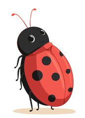 Obraz premium Adorable Cartoon Ladybug Illustration Vector Graphic of a Cute Insect