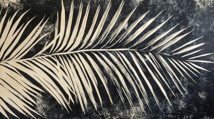 Monochromatic Palm Leaf Art:  A Study in Contrast and Texture
