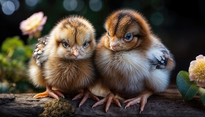 Adorable Baby Chicks Gathering in a Warm StrawFilled Coop on a Sunlit Farm at Dusk, Radiating Joy and Innocence