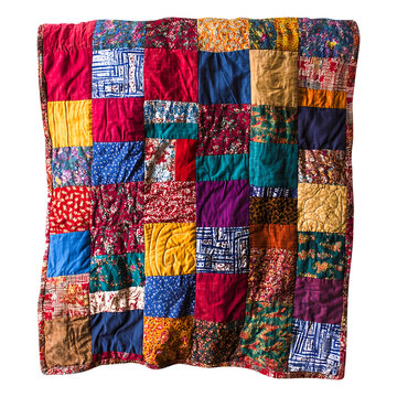 Handmade Patchwork Quilt, Cutout PNG, isolated on fully transparent png background