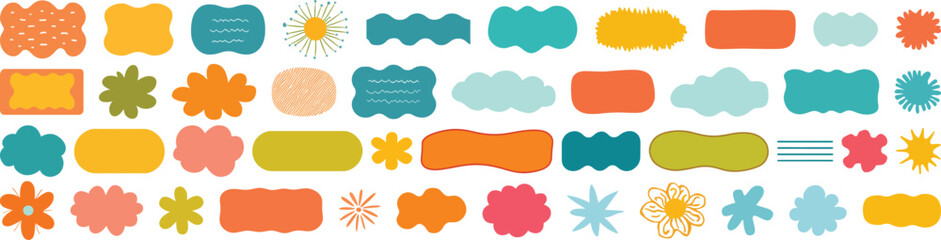 Colorful Abstract Shapes Vector Set Isolated on White Background