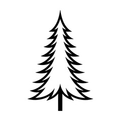Obraz premium Simple black and white christmas tree icon isolated on a pure white background