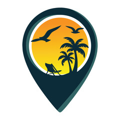 Tropical Beach Sunset Logo victor