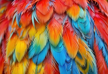 Obraz premium Vibrant feathers showcase the beauty of a tropical bird in nature's palette