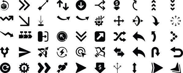 Collection of black arrow icons and symbols vector graphics