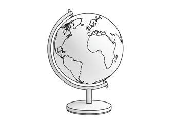Simple outline globe illustration isolated on transparent background