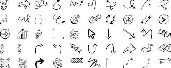Hand drawn arrow icons set collection vector illustration