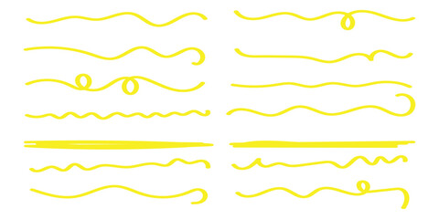 Set of hand drawn red pencil lines and strokes. Doodle vector ink brush lines.