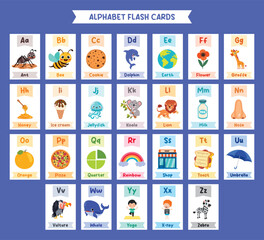 Alphabet Flashcards With Letters and Objects