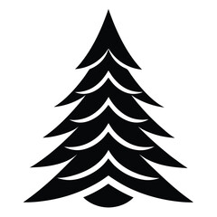 Obraz premium A simple black silhouette of a Christmas tree on a plain background viewed from the front