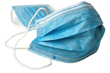 Surgical face masks for protection isolated on transparent background