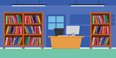 Library Drawing With Various Books