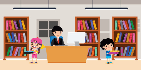 Library Drawing With Various Books