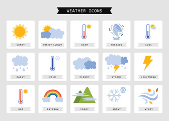 Flat Weather Icons Collection Design