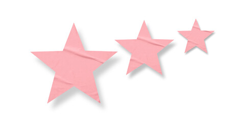 Obraz premium Crumpled pink star pattern stickers, separated on a transparent background.