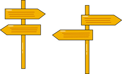 Yellow Directional Signpost Vector Illustration Symbolizing Navigation, Decision Making, Guidance, and Travel Routes