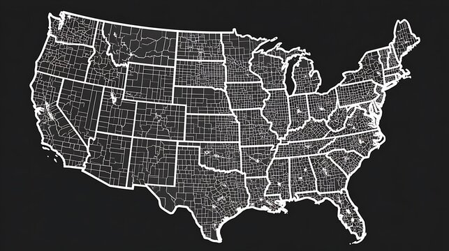 United States Map Detailed County-Level Geographic Data Visualization