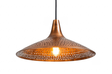 Copper metal pendant lamp with perforated shade