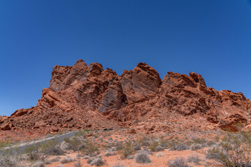 Aztec Sandstone with Moenave and Kayenta Formations. Mouse's Tank Road, Valley of Fire State Park, Clark County, Nevada geology. 
