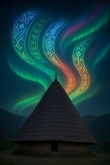 Manggarai Weave Aurora: Cultural Light Over Wae Rebo village, East Nusa Tenggara, Indonesia 
