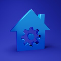Blue Smart home settings icon isolated on blue background. Remote control. Minimalism concept. 3D render illustration