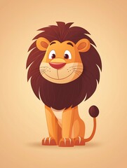 Obraz premium Cartoon lion, sitting, happy, child's