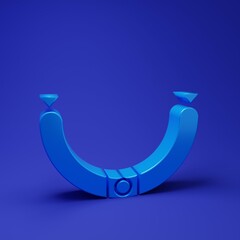 Blue Sausage icon isolated on blue background. Grilled sausage and aroma sign. Minimalism concept. 3D render illustration