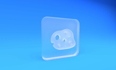 Frosted glass Asteroid icon isolated on blue background. Square frosted glass button. 3D render illustration