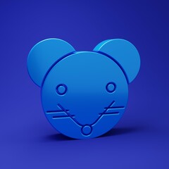 Blue Rat zodiac sign icon isolated on blue background. Astrological horoscope collection. Minimalism concept. 3D render illustration