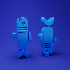 Blue Pisces zodiac sign icon isolated on blue background. Astrological horoscope collection. Minimalism concept. 3D render illustration