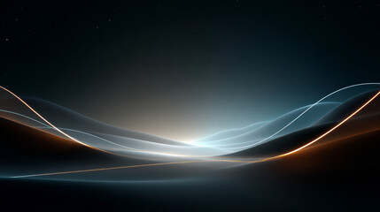 Dark, empty world Minimalistic virtual Futuristic reality with geometric shapes and floating structures, bright light source, floating, smooth gradient, Empty digital world with softly lit clean lines