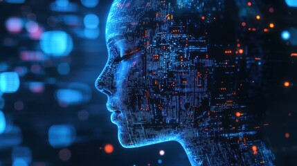 AI-Powered Robotic Mind Analyzing Futuristic Data - 2