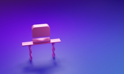 Pink Orthodox jewish hat with sidelocks icon isolated on purple-blue background. Jewish men in the traditional clothing. Judaism symbols. Minimalism concept. 3D render illustration